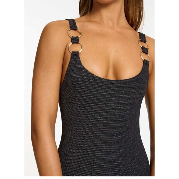 Tirari Nights One Piece Scoop Neck in Black 12 - Picture 4 of 4